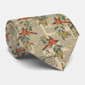 Victoriaans Oranje vogels Stropdas (Opgerold)