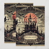 Victoriaans oude  gotische Halloween Party Kaart (Voorkant / Achterkant)
