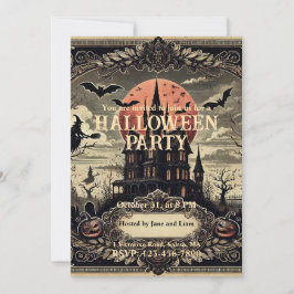 Victoriaans oude gotische Halloween Party Kaart