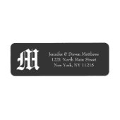 Victoriaans Oudengelse zwart-wit monogram namen Etiket (Voorkant)