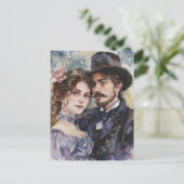 Victoriaans Paar Briefkaart (Staand voorkant)
