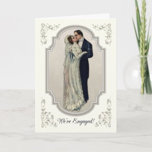 Victoriaans paar in het Verloving van de Dress-wed Aankondiging (Voorkant)
