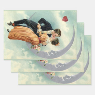  Victoriaans paar kus op een halve maan Inpakpapier Vel