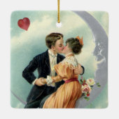  Victoriaans paar kus op een halve maan Keramisch Ornament (Achterkant)