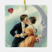  Victoriaans paar kus op een halve maan Keramisch Ornament (Voorkant)