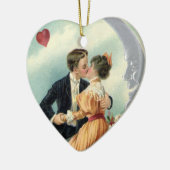 Victoriaans paar kus op een halve maan Keramisch Ornament (Links)