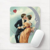  Victoriaans paar kus op een halve maan Muismat (Met muis)