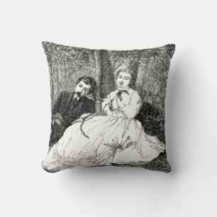 Victoriaans paar Monochroom Kussen