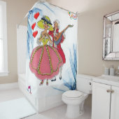 Victoriaans paar muziek harten wit douchegordijn (In situ)