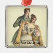 Victoriaans paar onze eerste kerstmannen Metalen Ornament (Voorkant)