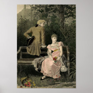  Victoriaans paar op bank Art Print