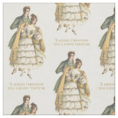 Victoriaans Paar Vintage Kerststof Stof (Close Up)