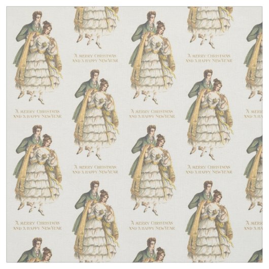 Victoriaans Paar Vintage Kerststof Stof (Swatch)