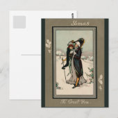  Victoriaans paar Xmas begroetingen Briefkaart (Voorkant / Achterkant)