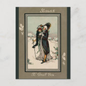  Victoriaans paar Xmas begroetingen Briefkaart (Voorkant)