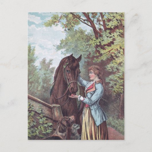Victoriaans paard en Rider met honden Briefkaart (Voorkant)