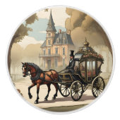 Victoriaans paard en wagen keramische knop (Voorkant)