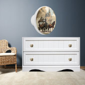 Victoriaans paard en wagen keramische knop