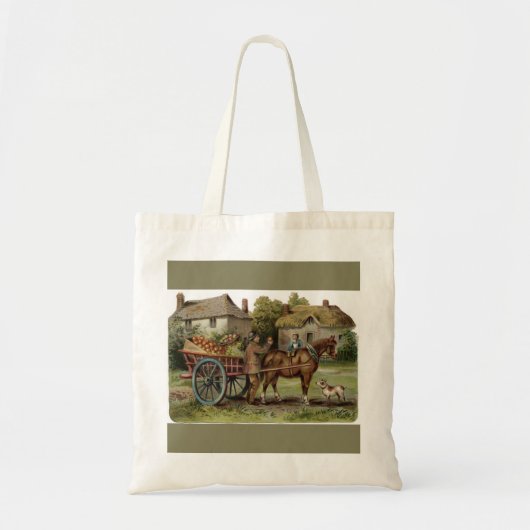 Victoriaans paard met Apple Cart Tote Bag (Voorkant)