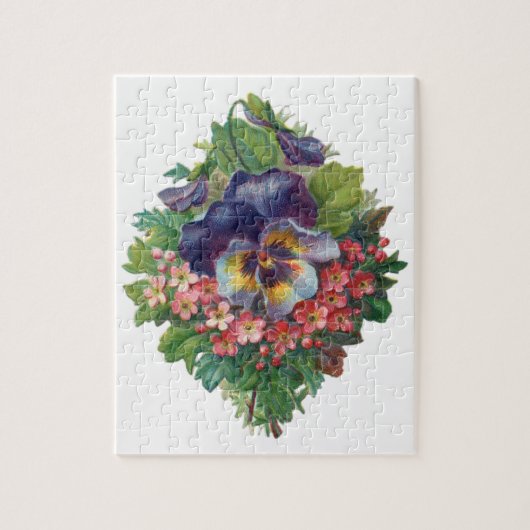 Victoriaans Paars Pansy Bouquet voor Moederdag Legpuzzel (Verticaal)