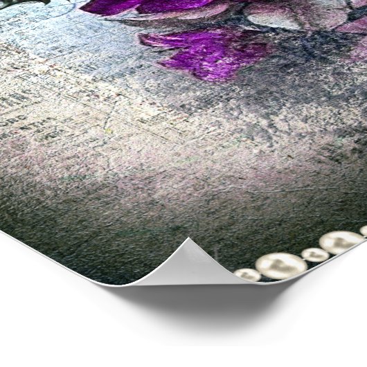 Victoriaans Paars Roos van het  Grunge Poster (Hoek)