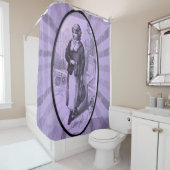 Victoriaans paars schoengordijn douchegordijn (In situ)