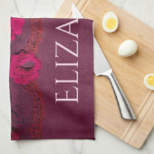 Victoriaans Paarse bloem Theedoek (Quarter Fold)