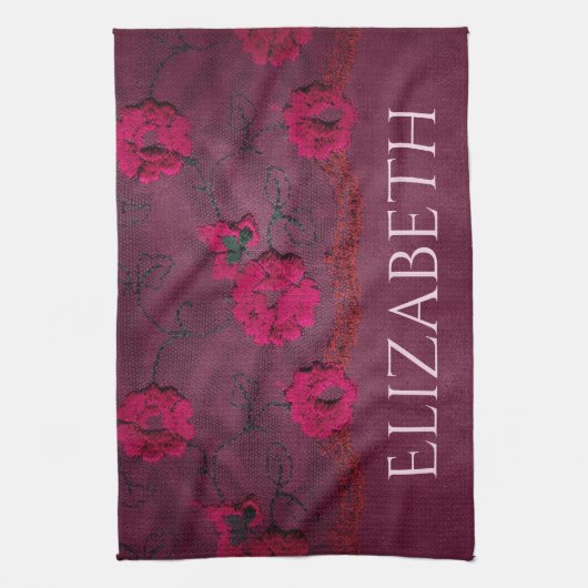 Victoriaans Paarse bloem Theedoek (Verticaal)