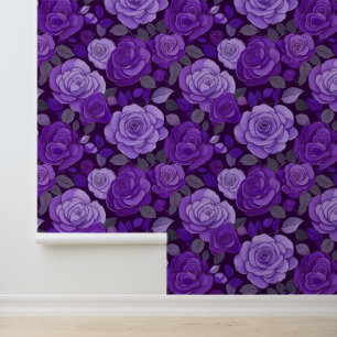 Victoriaans Paarse Bloemen Klimmen Rozen Behang