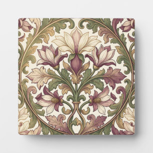 Victoriaans Paarse Crème Ornate Bloemmotief Fotoplaat