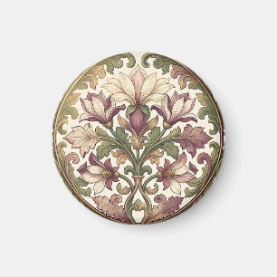 Victoriaans Paarse Crème Ornate Bloemmotief Magneet