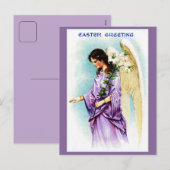  Victoriaans paarse engel paasgroet Feestdagenkaart (Voorkant / Achterkant)