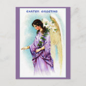  Victoriaans paarse engel paasgroet Feestdagenkaart (Voorkant)