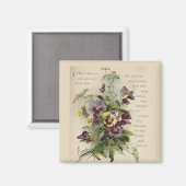 Victoriaans Paarse Pansies Gedichtenmagneet Magneet (Voorkant / Achterkant)