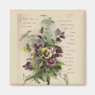 Victoriaans Paarse Pansies Poem Magnet