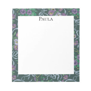 Victoriaans  Paarse Pansy Blue Ribbons Notitieblok