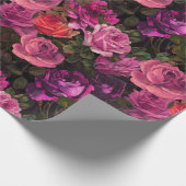 Victoriaans Paarse Rozen Patroon op zwart Cadeaupapier (Hoek)