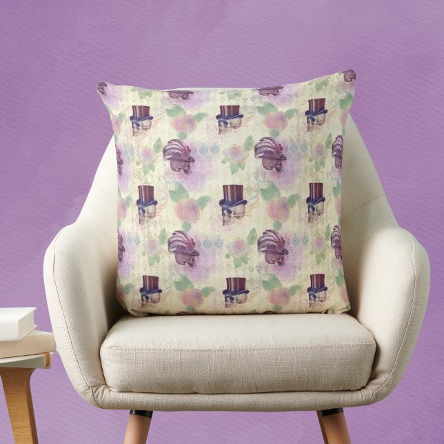 Victoriaans Paarse Steampunk-Petten Ververen Skull Kussen (Creator heeft geüpload)