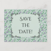 Victoriaans Paarse Vloeiende Ivy sparen de Datum Briefkaart (Voorkant)