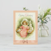 Victoriaans Paas Kaart Meisjesmanden van Eieren &  (Staand voorkant)