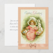 Victoriaans Paas Kaart Meisjesmanden van Eieren &  (Voorkant / Achterkant)