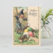  Victoriaans paasbegroetingen met gnome Kaart (Staand voorkant)