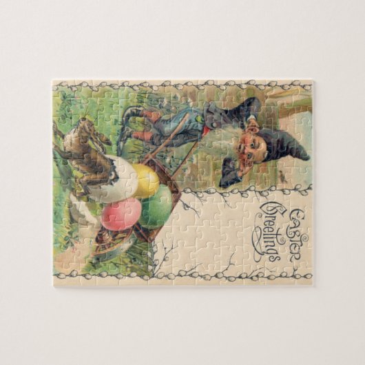 Victoriaans paasbegroetingen met gnome Legpuzzel (Horizontaal)