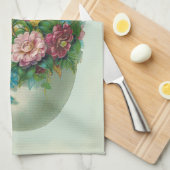 Victoriaans paasbloemei op delicaat eiblauw theedoek (Quarter Fold)