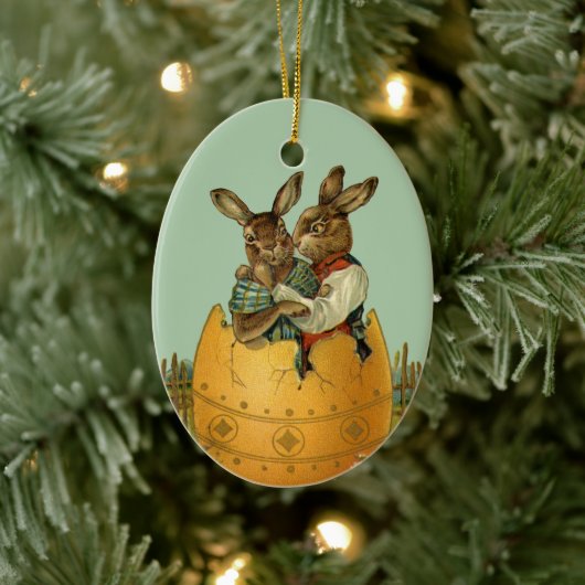  Victoriaans paasbundels in een goudeieren Keramisch Ornament (Boom)