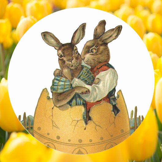 Victoriaans paasbundels in een goudeieren Ronde Sticker