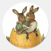 Victoriaans paasbundels in een goudeieren Ronde Sticker (Voorkant)