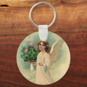  Victoriaans paasengel met bloemen Sleutelhanger (Voorkant)