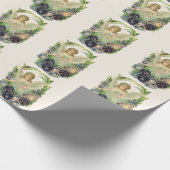 Victoriaans Paasengel met Paarse Pansy Flowers Cadeaupapier (Hoek)