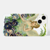 Victoriaans Paasengel met Paarse Pansy Flowers Case-Mate iPhone Case (Achterkant (horizontaal))